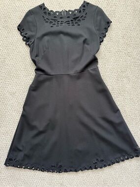 White House Black Market Black Mini Dress with Cutout Trim Size 6